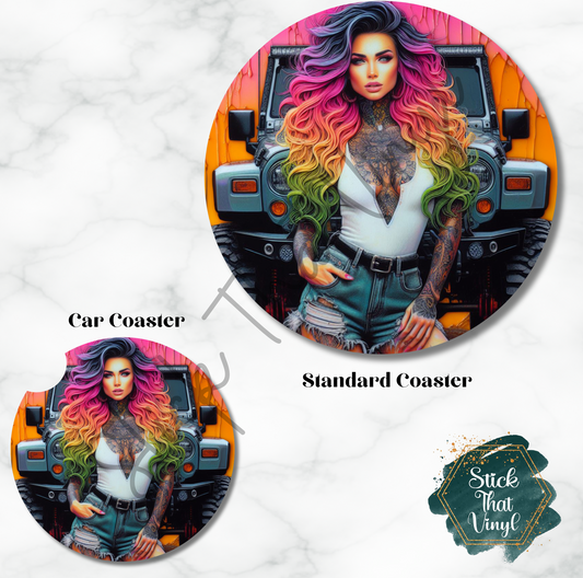 4WD Girl Design 1 Coaster Sublimation Transfer