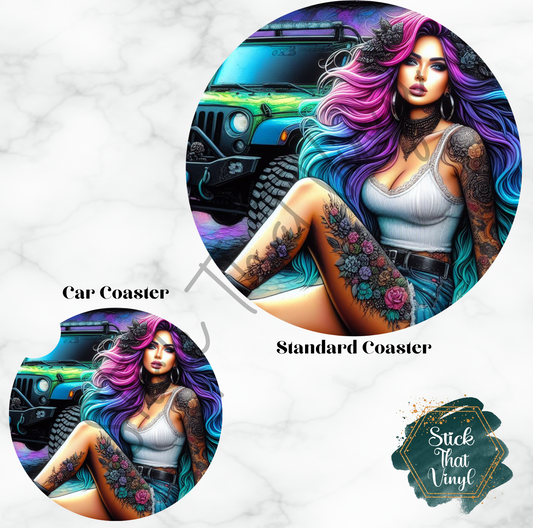 4WD Girl Design 3 Coaster Sublimation Transfer