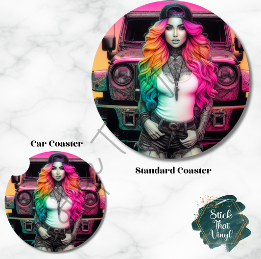 4WD Girl Design 5 Coaster Sublimation Transfer