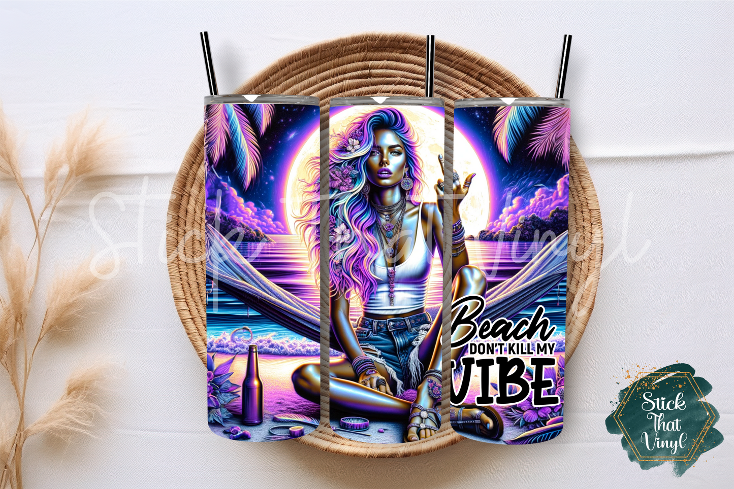 Beach Don't Kill My Vibe 20oz Tumbler Sublimation Wrap