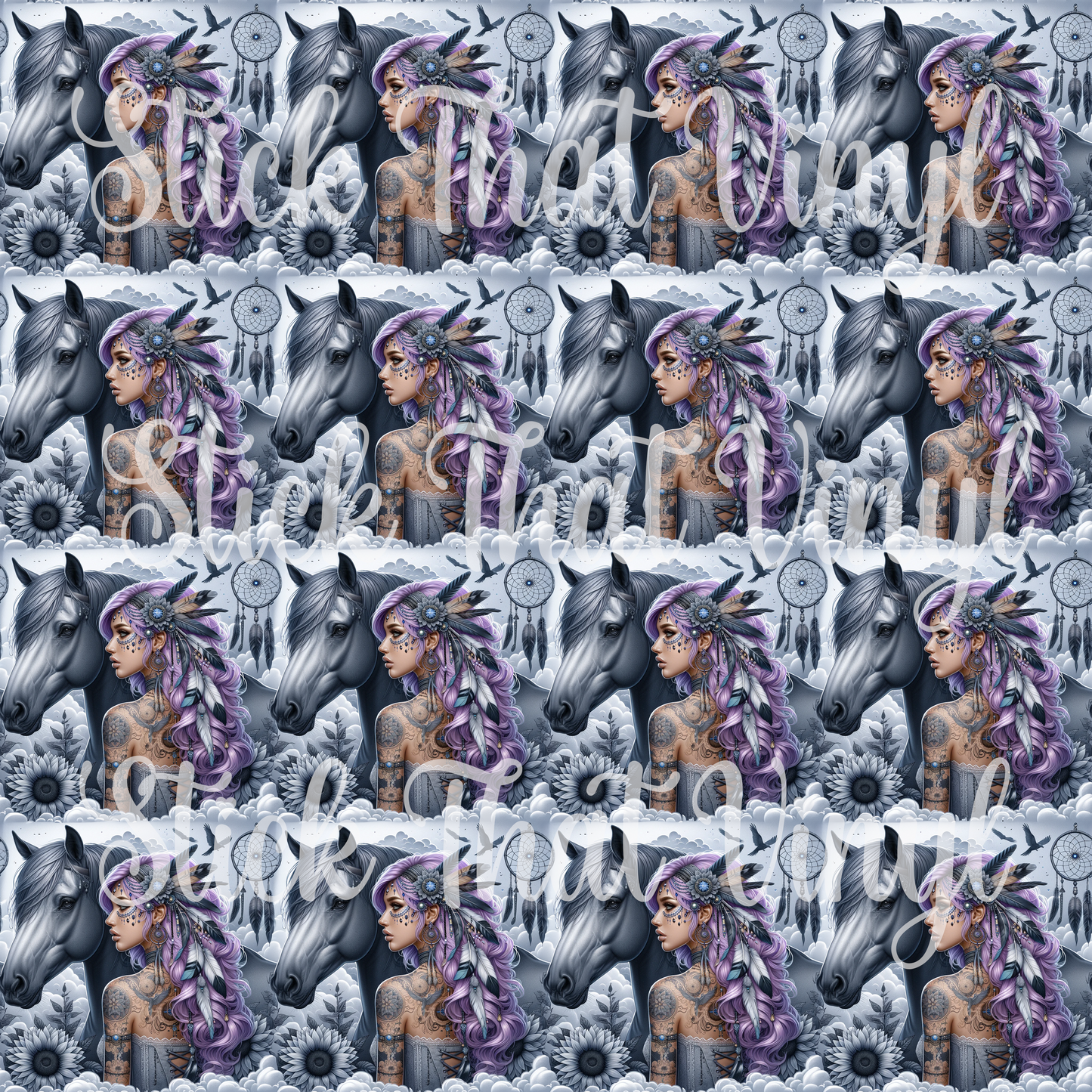 Boho Girl & Horse Patterned Vinyl