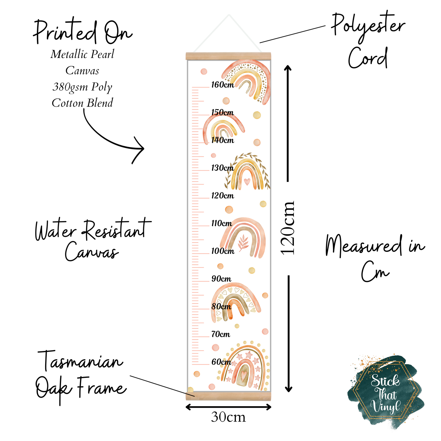 Boho Rainbow Height Chart