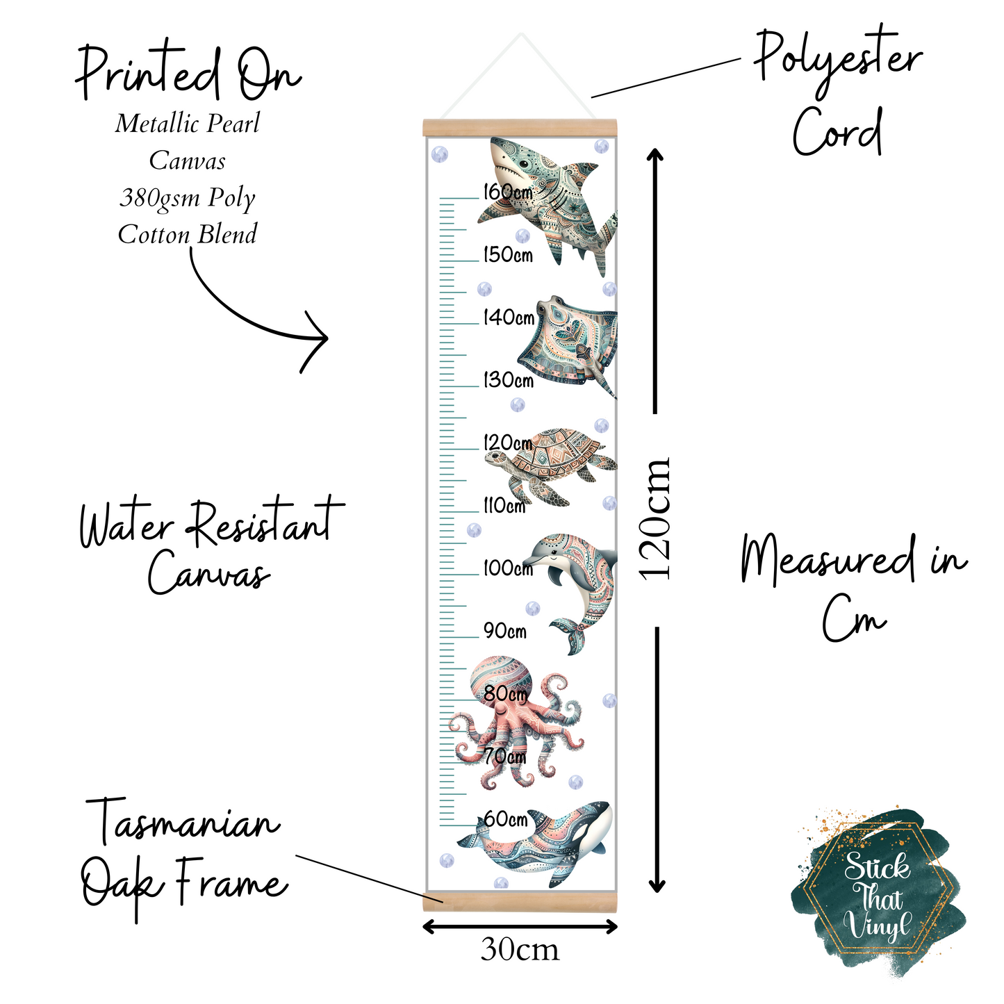 Sea Animals Boho Height Chart