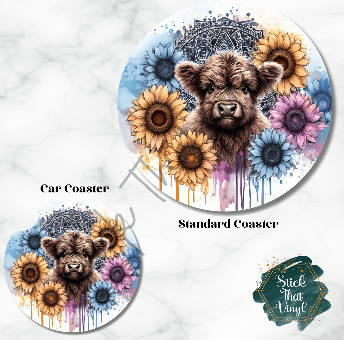 Watercolour Highland Coaster Sublimation Transfer