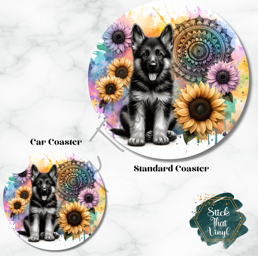 German Shepherd Coaster Sublimation Transfer