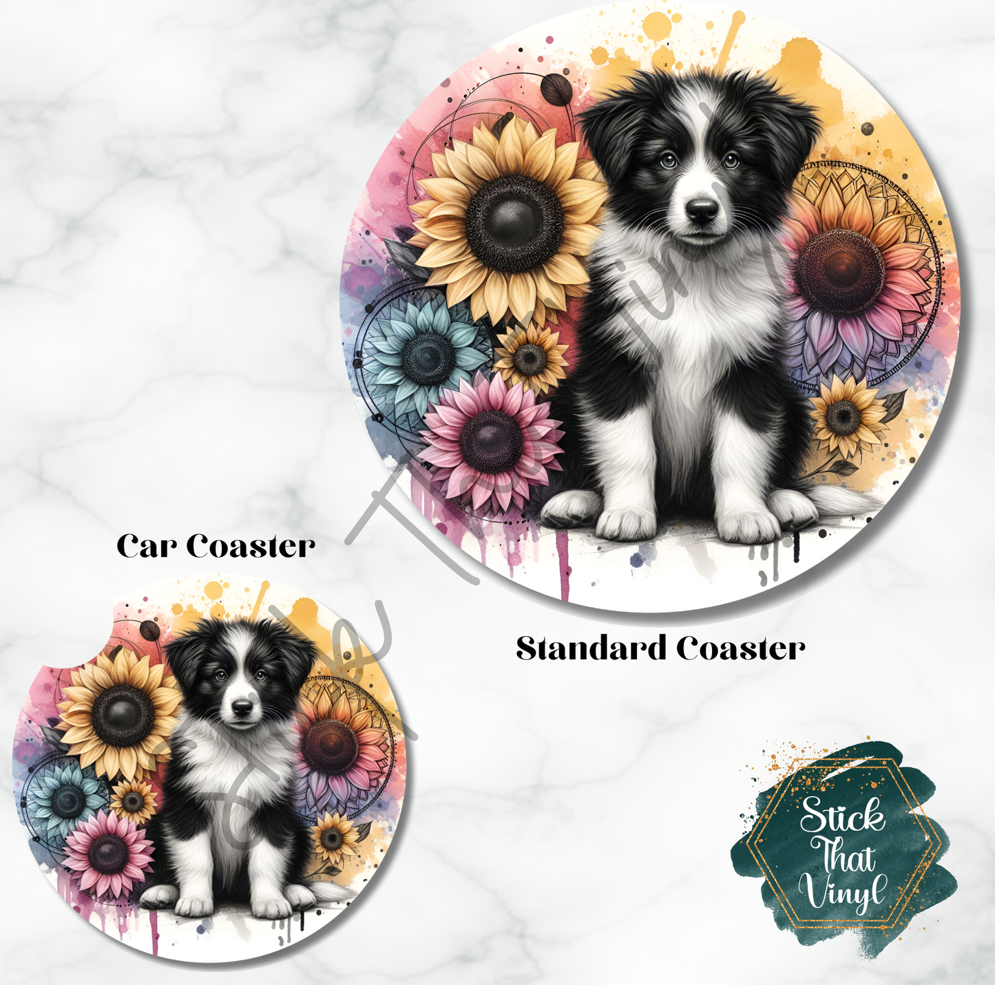 Border Collie Coaster Sublimation Transfer