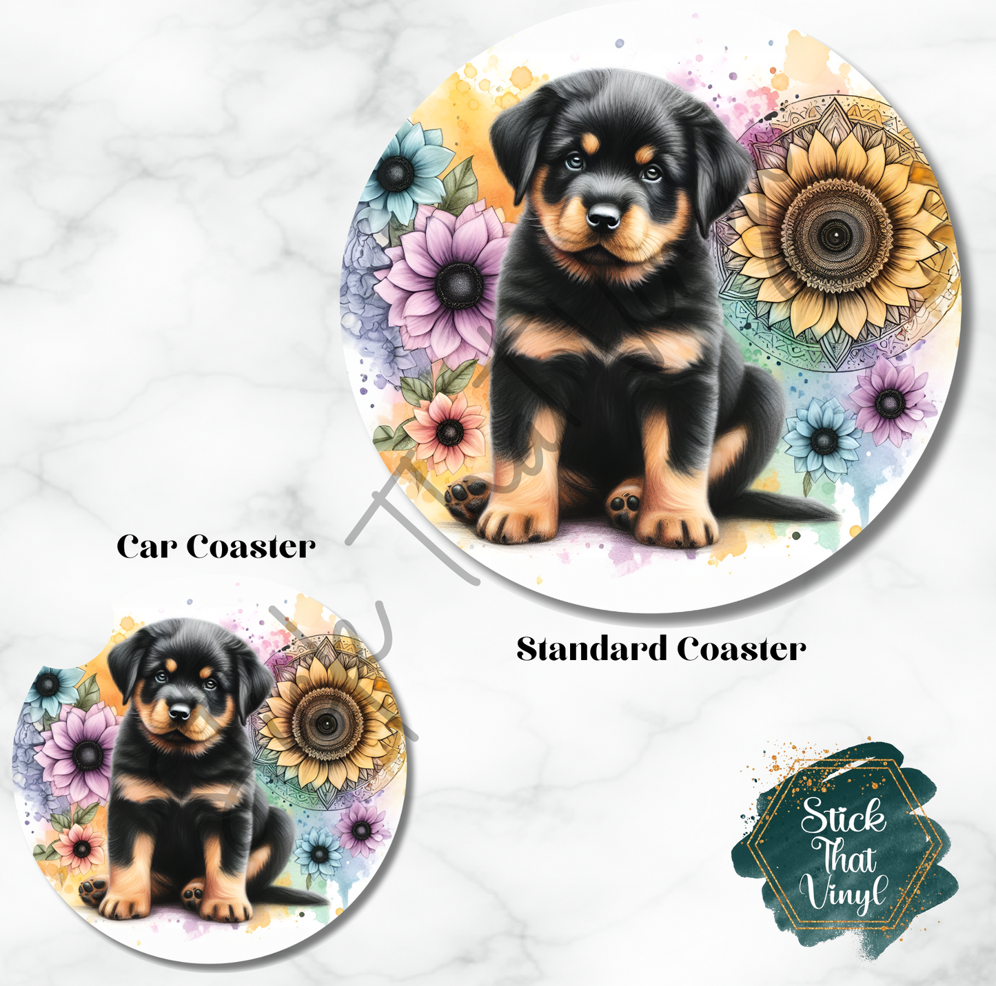 Rottweiler Coaster Sublimation Transfer