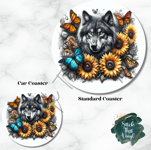 Wolf Sketch Coaster Sublimation Transfer