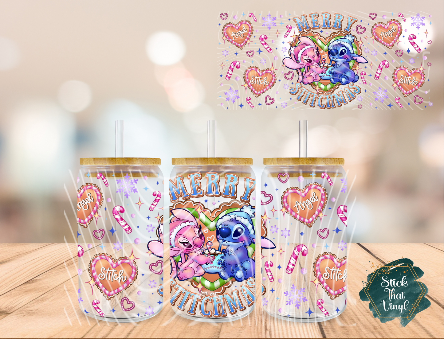 Merry Stitchmas 16oz Tumbler Sublimation Wrap