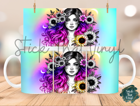 Sunflower Girl Mug Sublimation Wrap