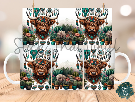 Boho Cow Mug Sublimation Wrap