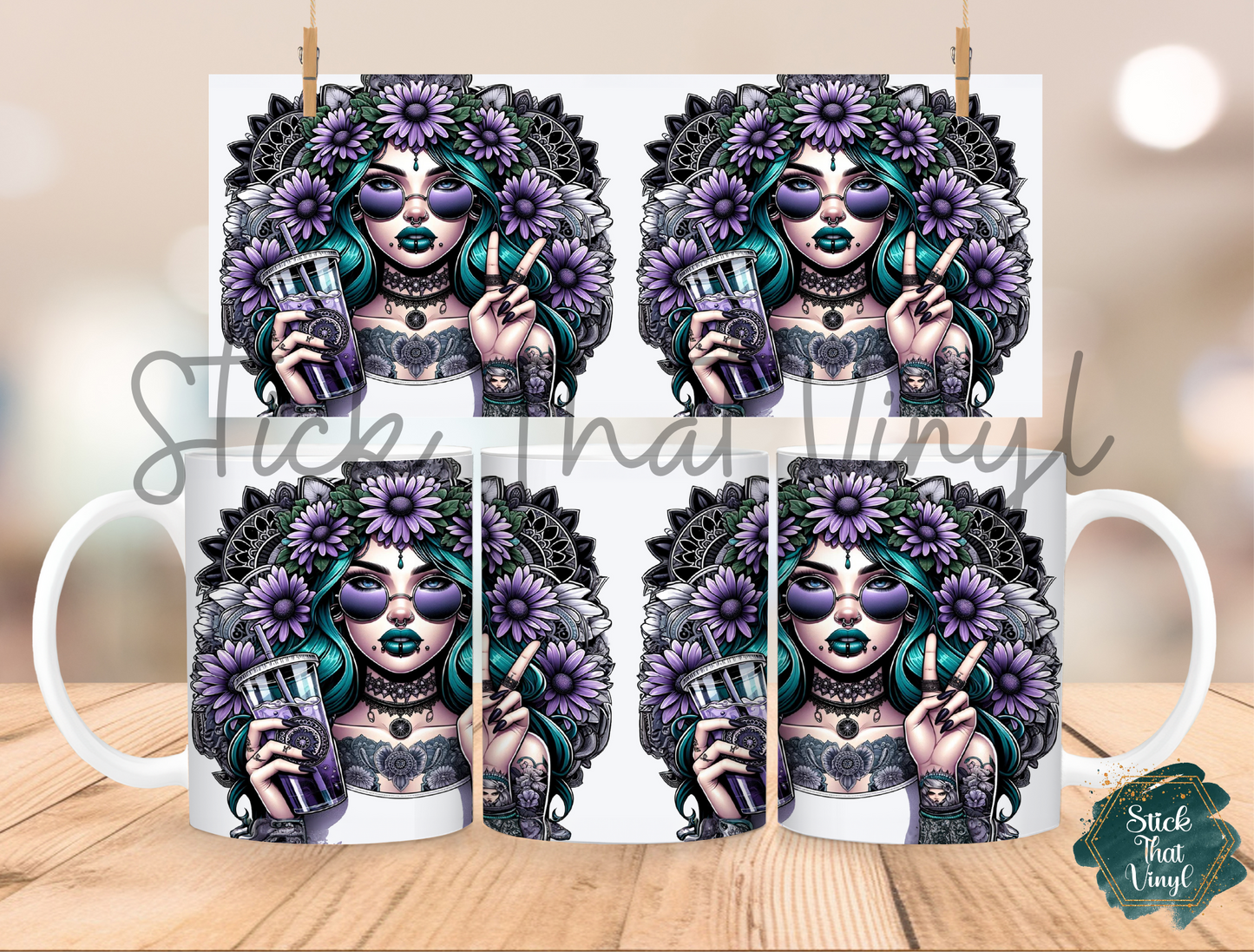 Peace Girl Design 2 Mug Sublimation Wrap