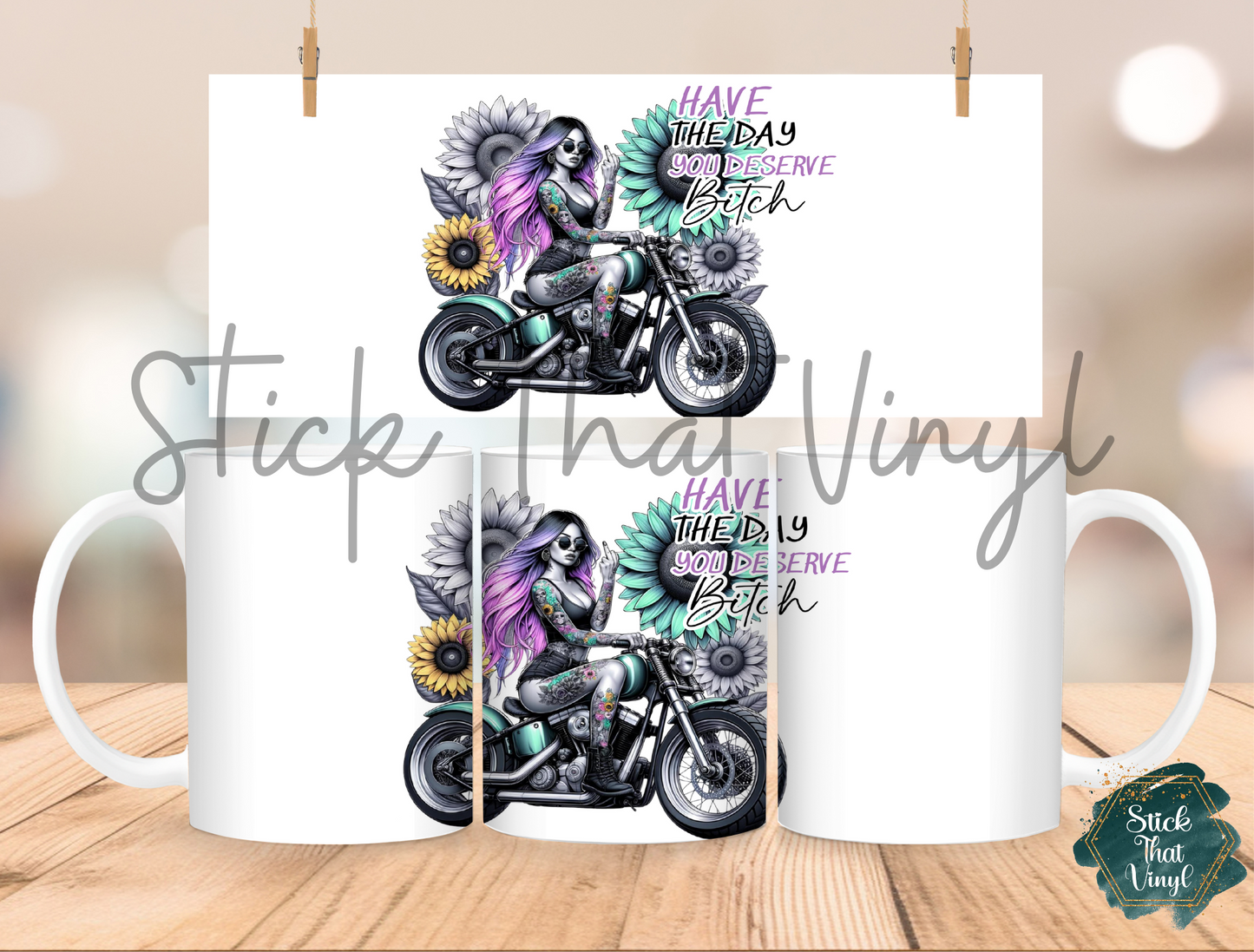 Moto Chick Mug Sublimation Wrap