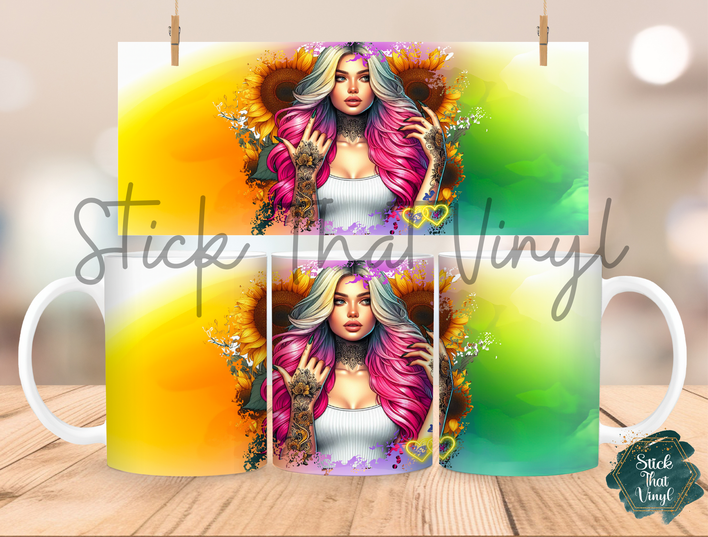 Sunflower Girl Design 6 Mug Sublimation Wrap