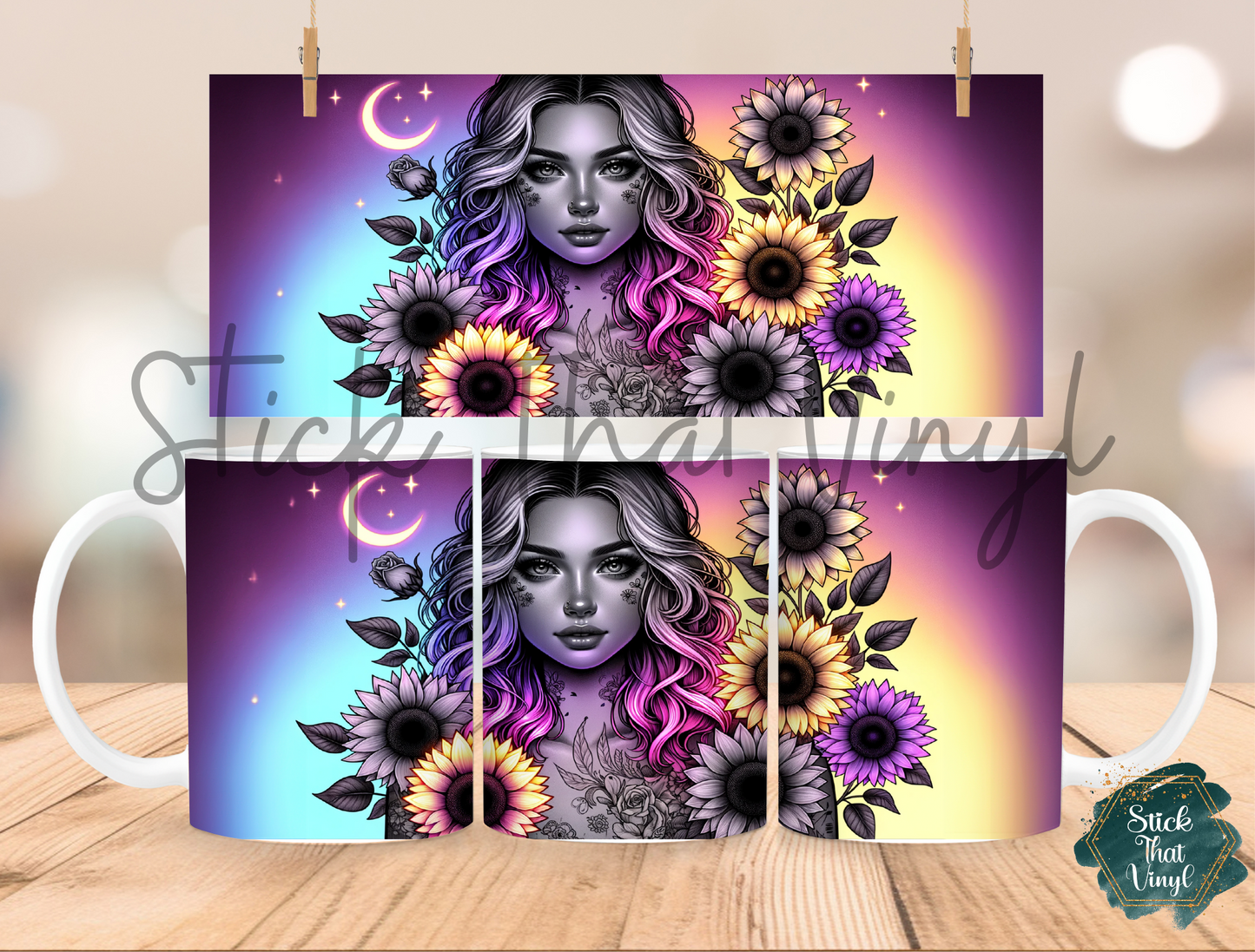 Sunflower Girl Design 7 Mug Sublimation Wrap