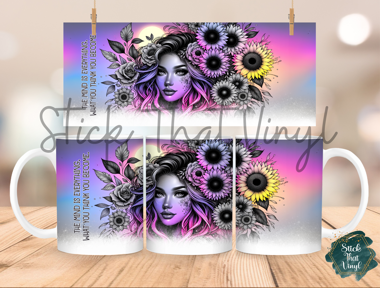 Sunflower Girl Design 9 Mug Sublimation Wrap