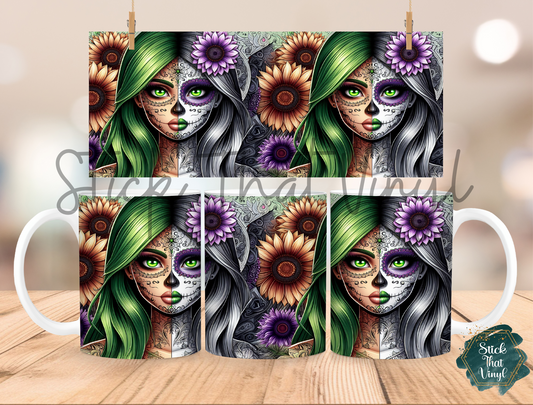 Tattoo day of The Dead Girl Mug Sublimation Wrap