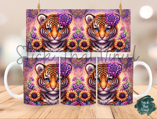 Mandala Tiger Coffee Mug Sublimation Wrap