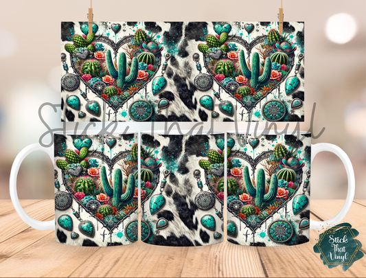 Cow Hide Cactus Mug Sublimation Wrap