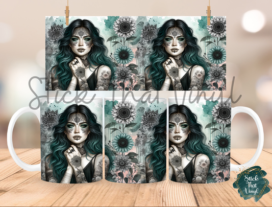 Boho Tattoo Girl Mug Sublimation Wrap