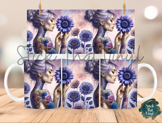 Floral Beauty Girl Design 2 Mug Sublimation Wrap