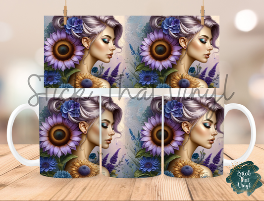 Floral Beauty Girl Design 1 Mug Sublimation Wrap