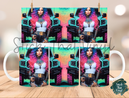 Jeep Girl Design 4 Mug Sublimation Wrap