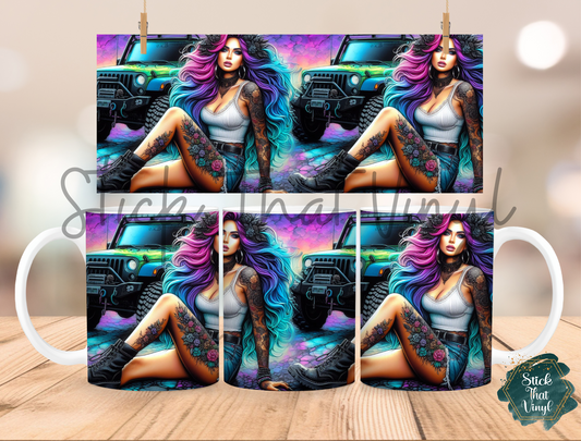 Jeep Girl Design 3 Mug Sublimation Wrap