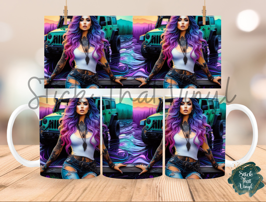 Jeep Girl Design 1 Mug Sublimation Wrap