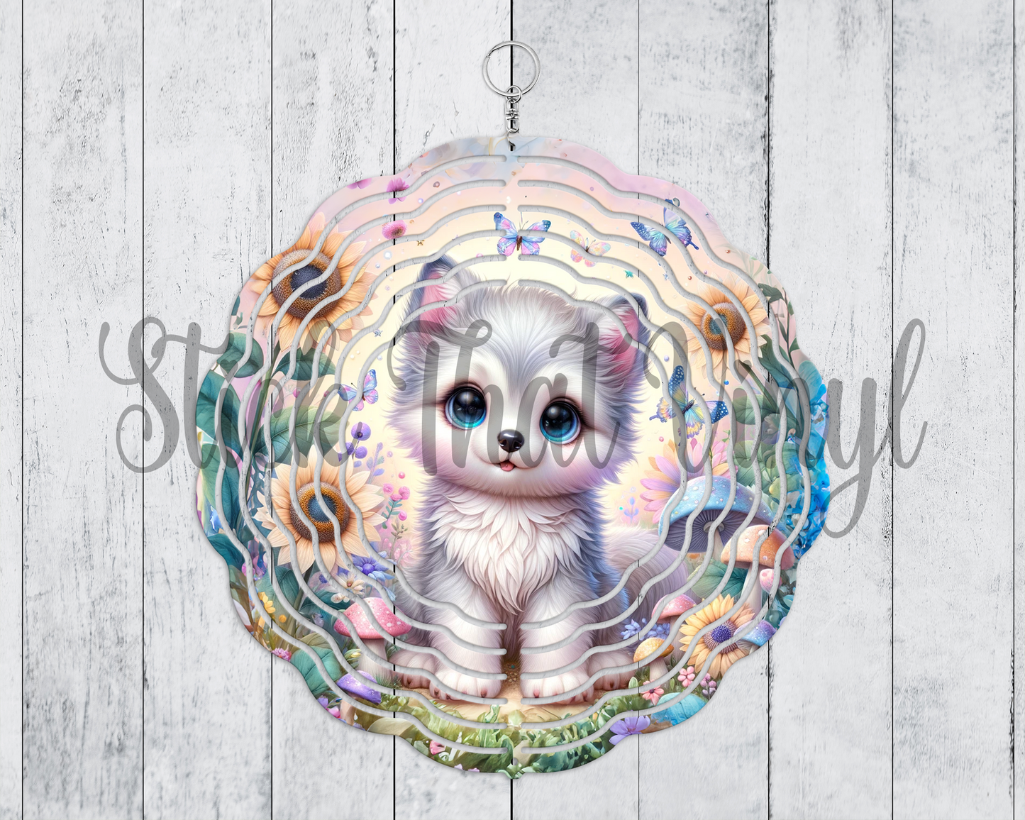 Cutesy Wolf Wind Spinner Sublimation Transfer