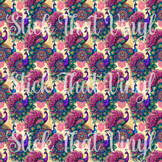 Pink Peacock Sublimation Pattern