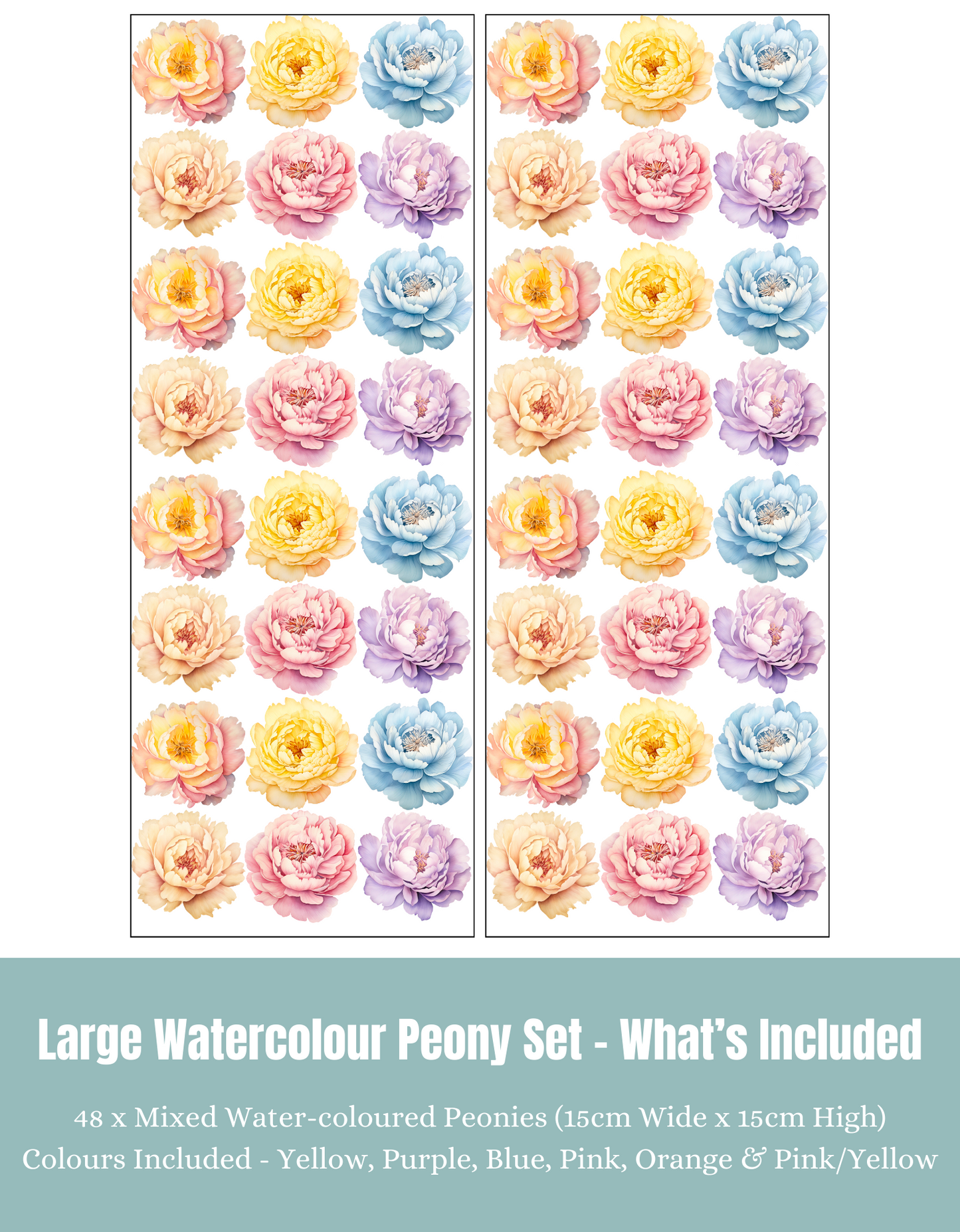 Pastel Peony Flower Wall Decals