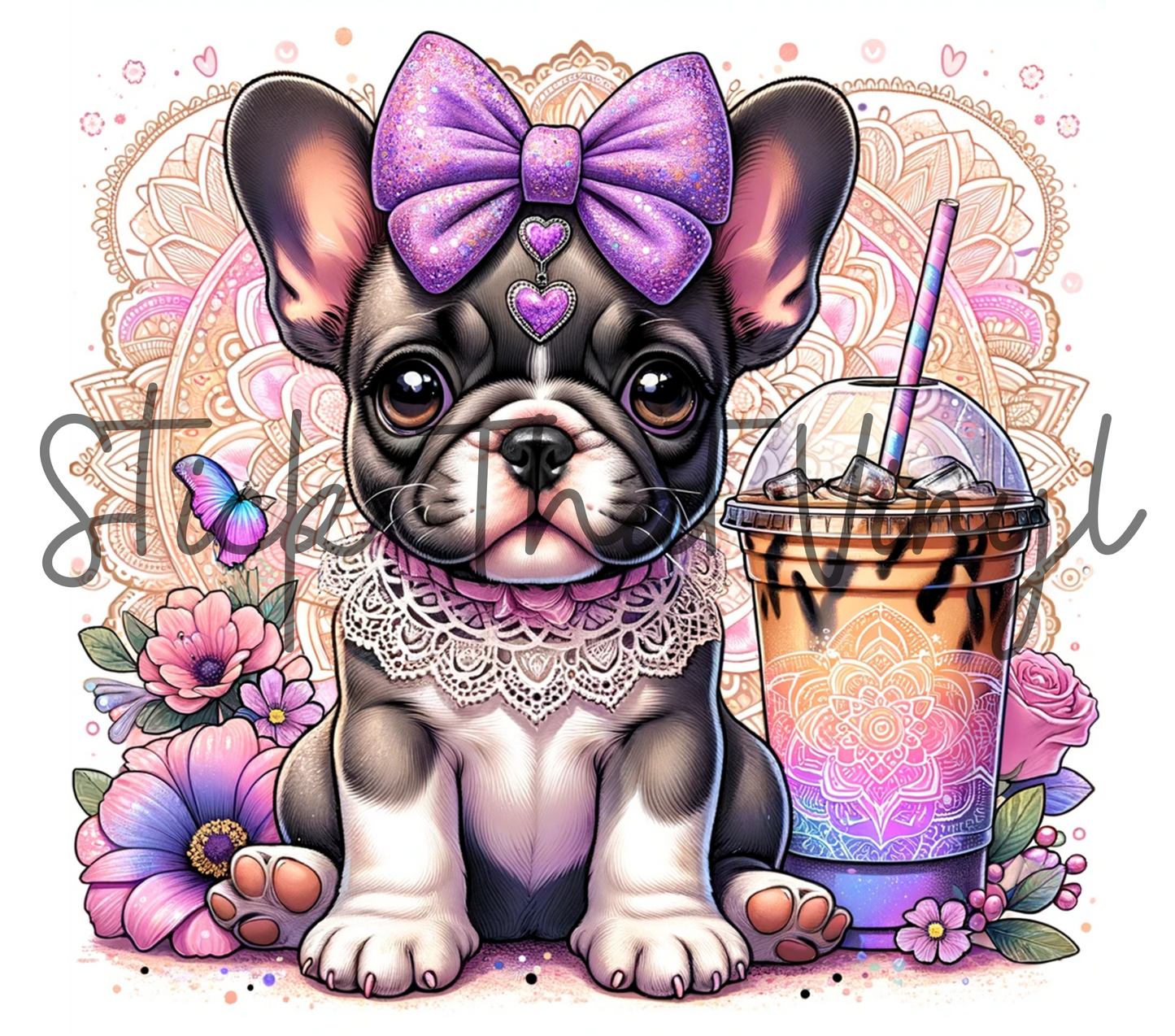 Frenchie Frappe 20oz Tumbler Sublimation Wrap