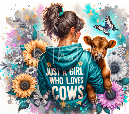 Girl Who Loves Cows 20oz Tumbler Sublimation Wrap