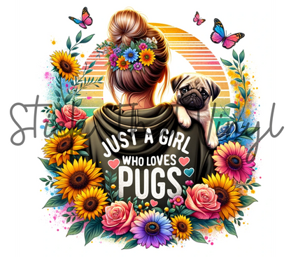 Girl Who Loves Pugs 20oz Tumbler Sublimation Wrap