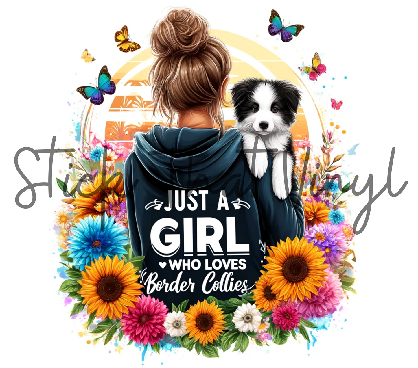 Girl Who Loves Border Collies 20oz Tumbler Sublimation Wrap