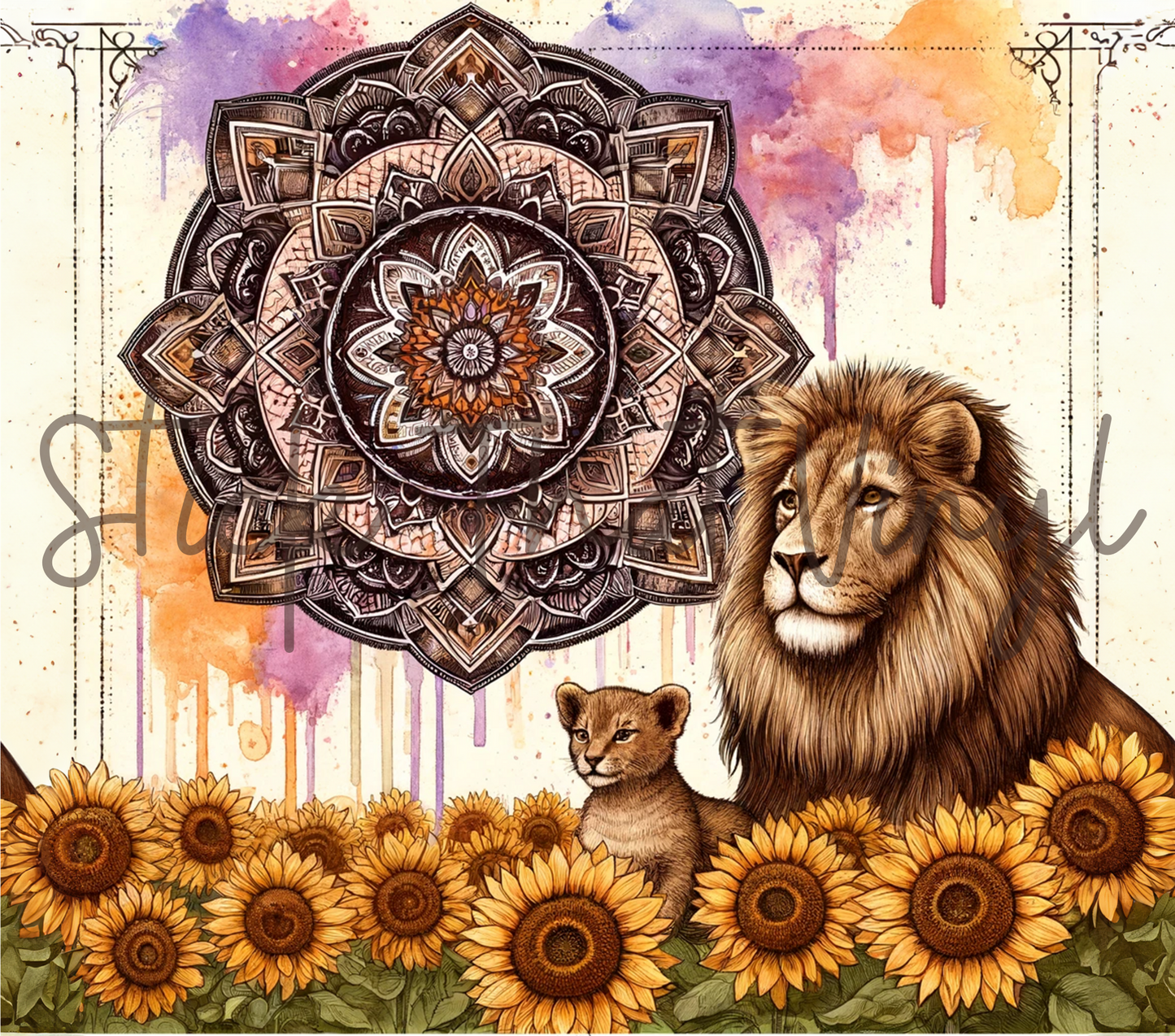 Mandala Lion 20oz Tumbler Sublimation Wrap