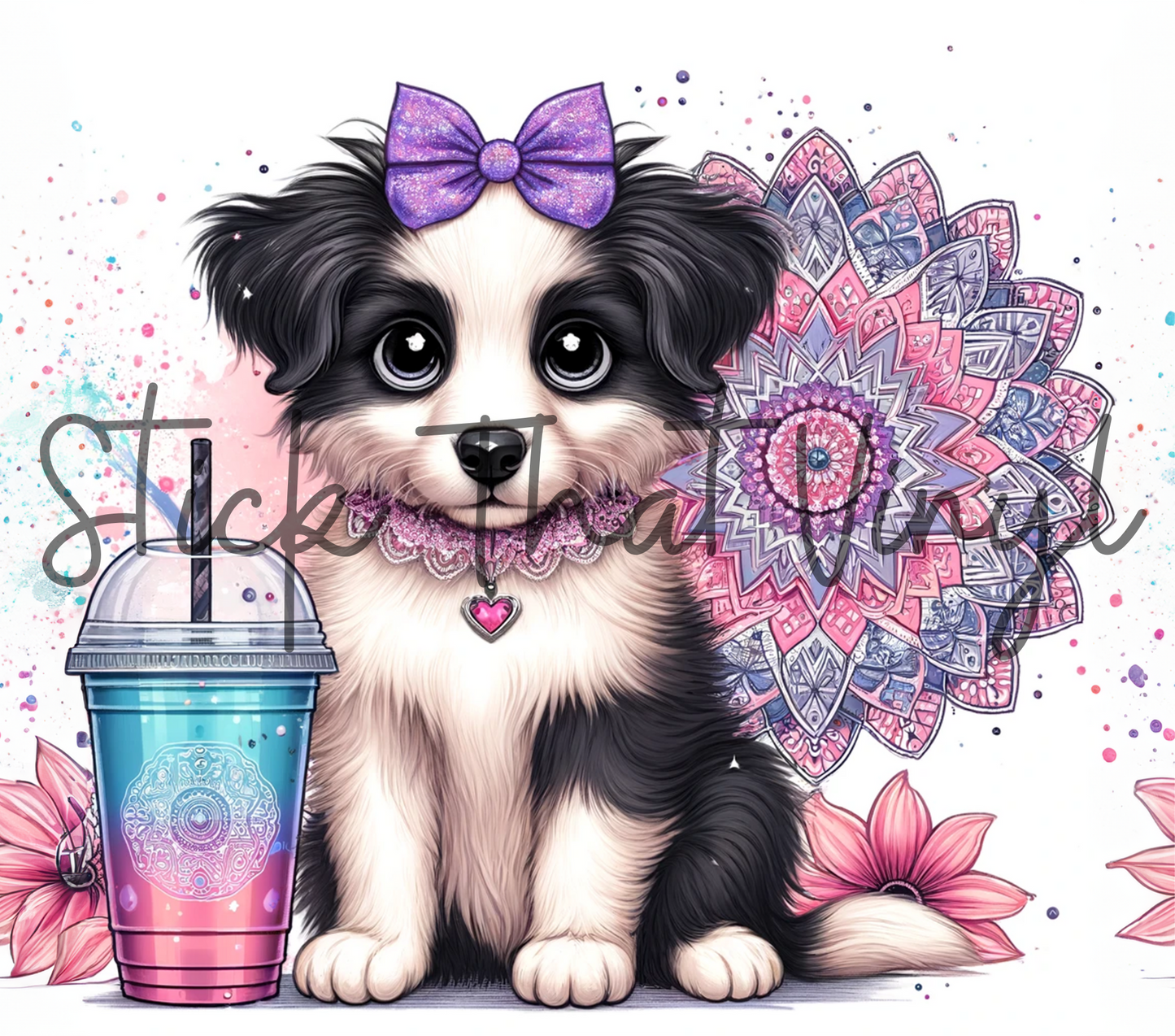 Border Collie Frappe 20oz Tumbler Sublimation Wrap