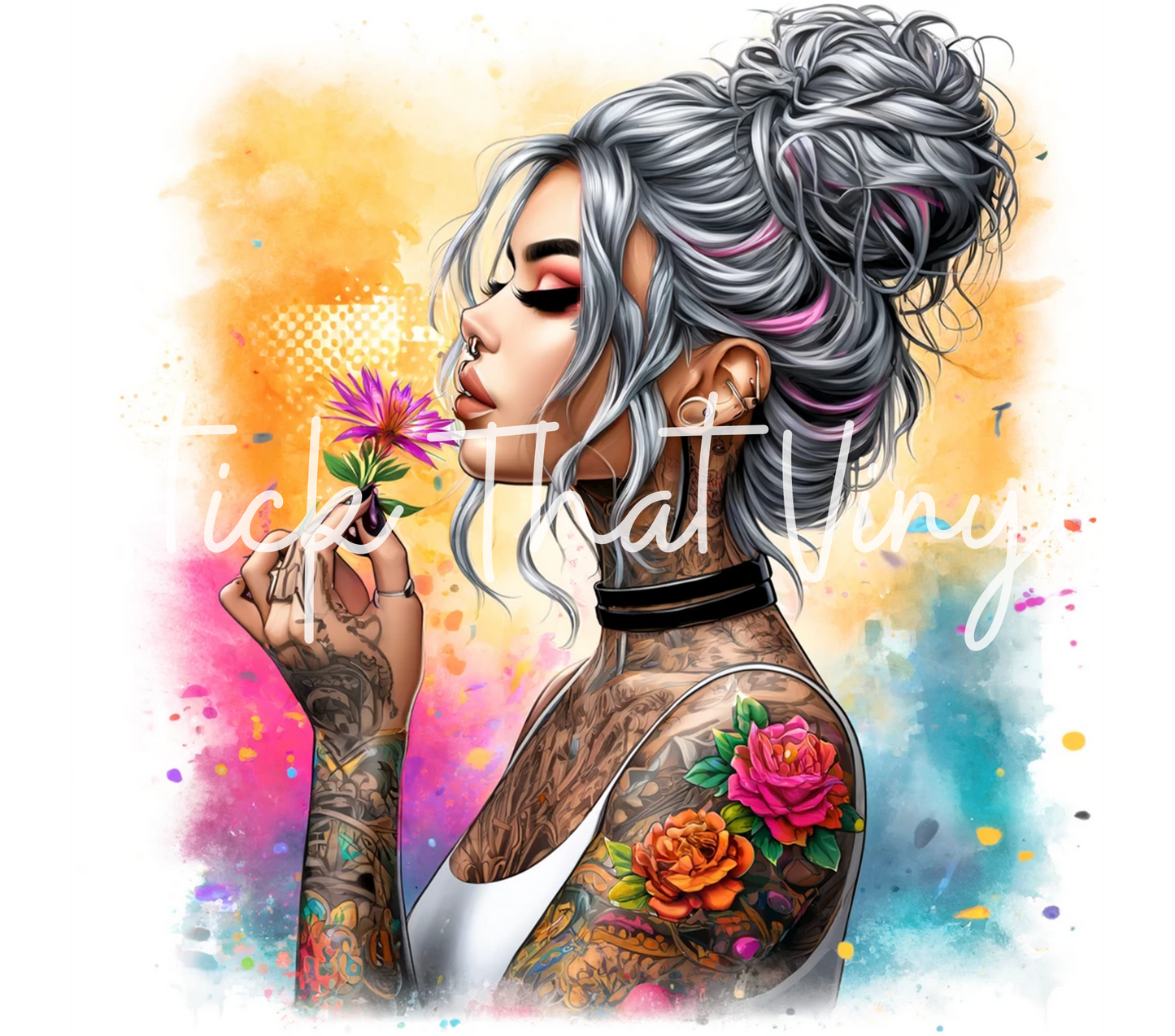 Watercolour Tattoo Girl 20oz Tumbler Sublimation Wrap