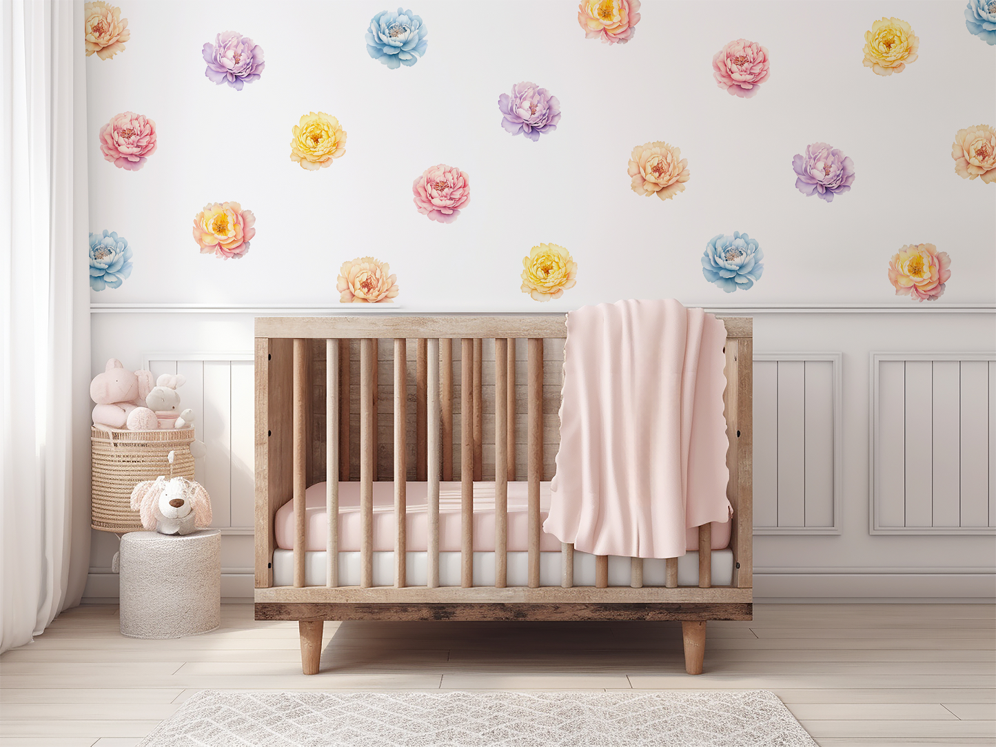 Pastel Peony Flower Wall Decals