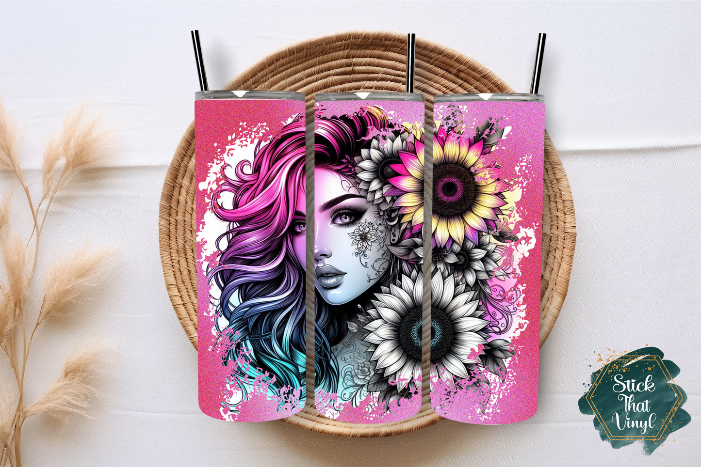 Sunflower Girl 20oz Tumbler Sublimation Wrap