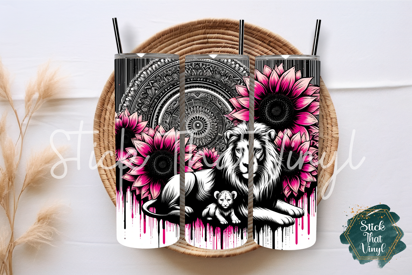 Mandala Lion and Cub 20oz Tumbler Sublimation Wrap