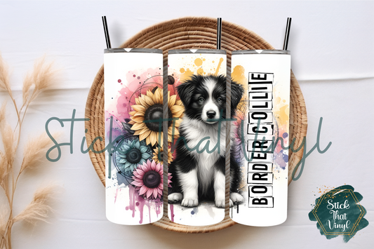 Border Collie 20oz Tumbler Sublimation Wrap