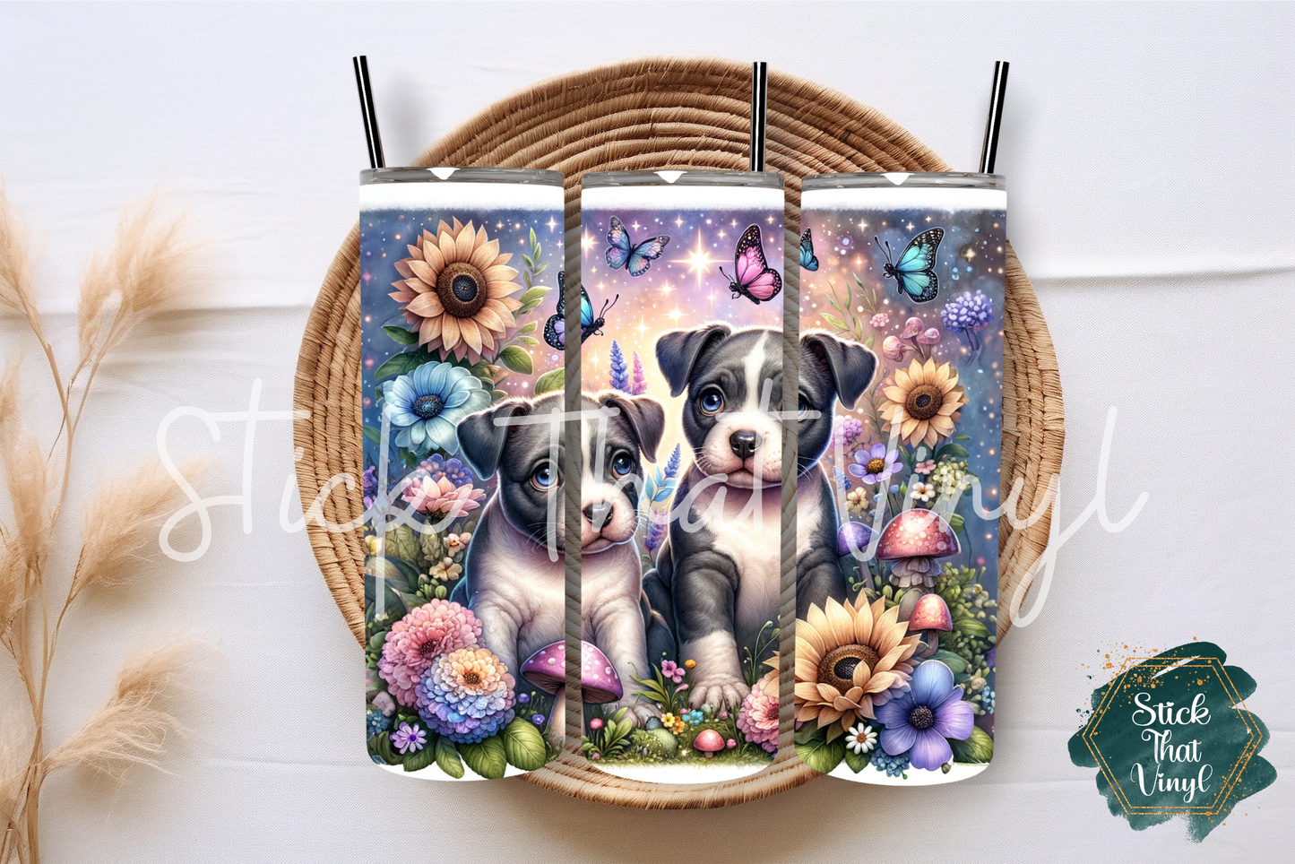 Mystical Staffy Puppies 20oz Tumbler Sublimation Wrap