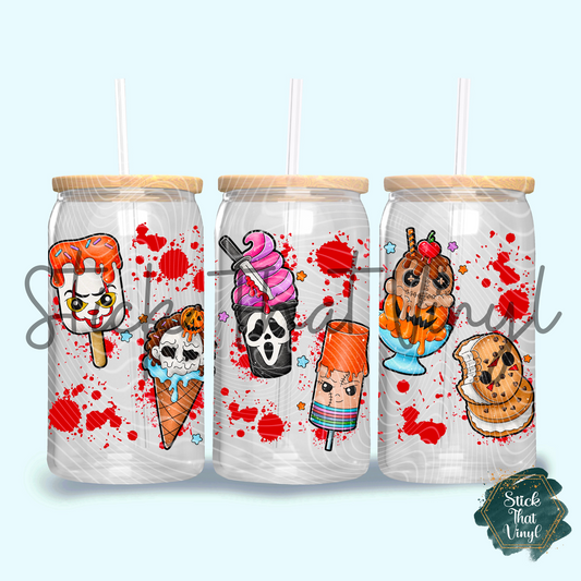 Horror Ice Cream 16oz Tumbler Sublimation Wrap