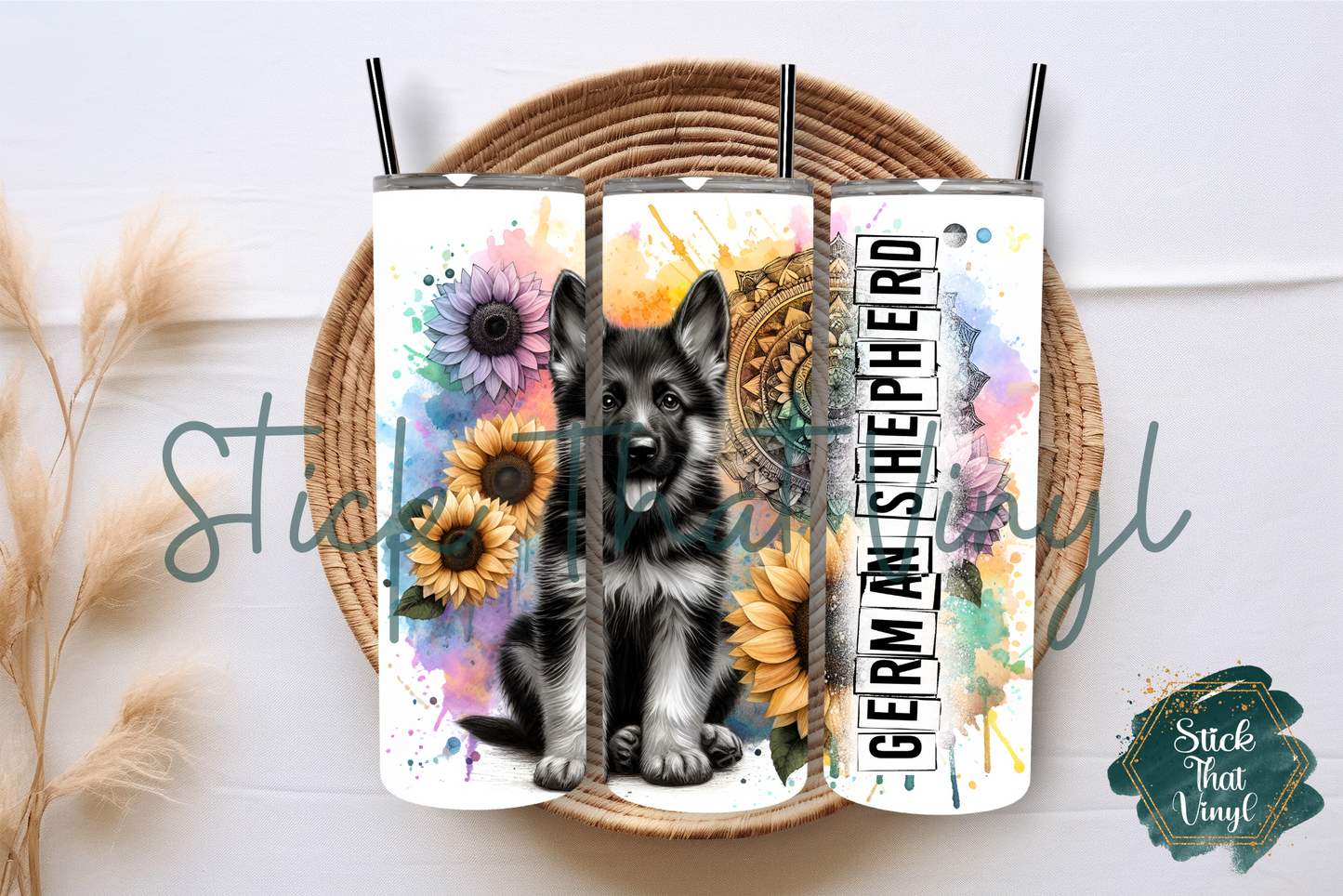 German Shepherd 20oz Tumbler Sublimation Wrap