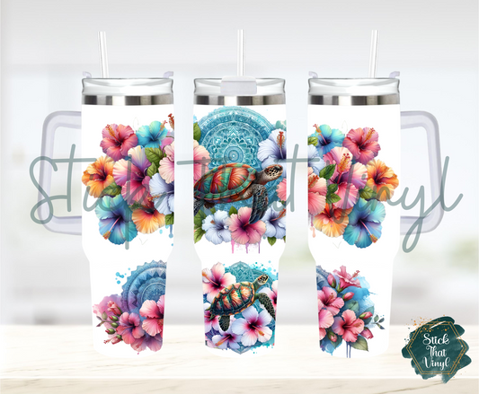 Frangipani Turtle 40oz Tumbler Sublimation Wrap