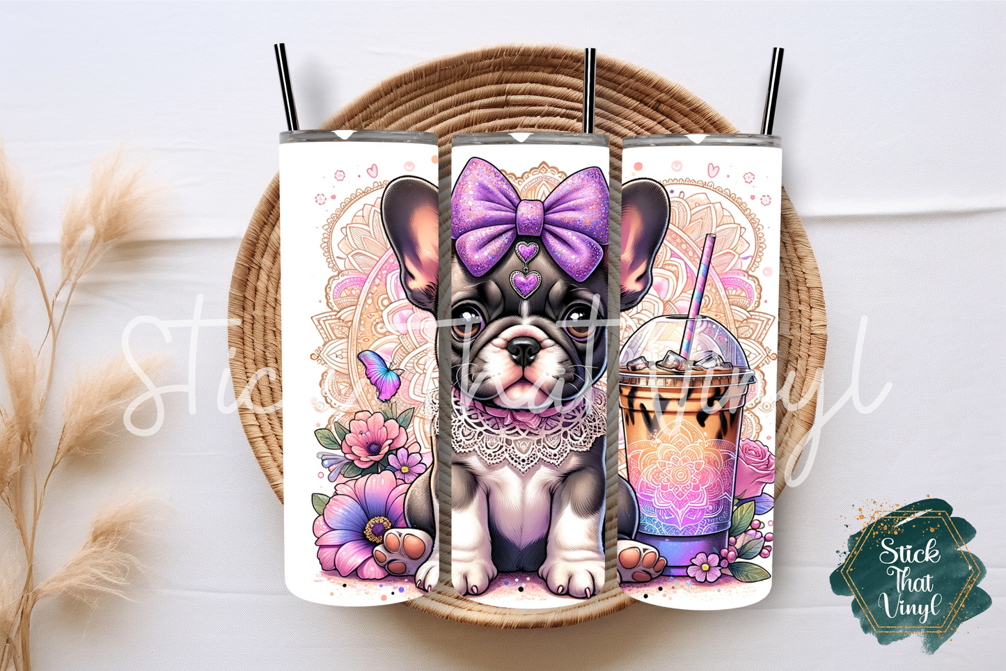 Frenchie Frappe 20oz Tumbler Sublimation Wrap