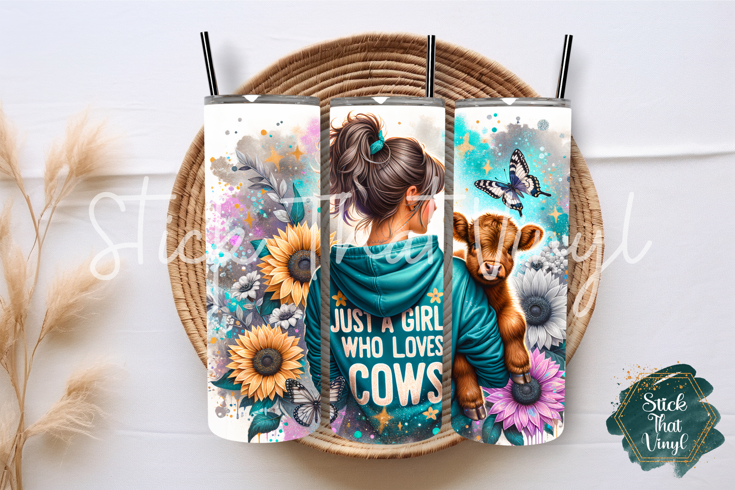 Girl Who Loves Cows 20oz Tumbler Sublimation Wrap