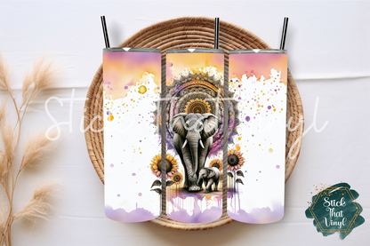 Mandala Elephants 20oz Tumbler Sublimation Wrap